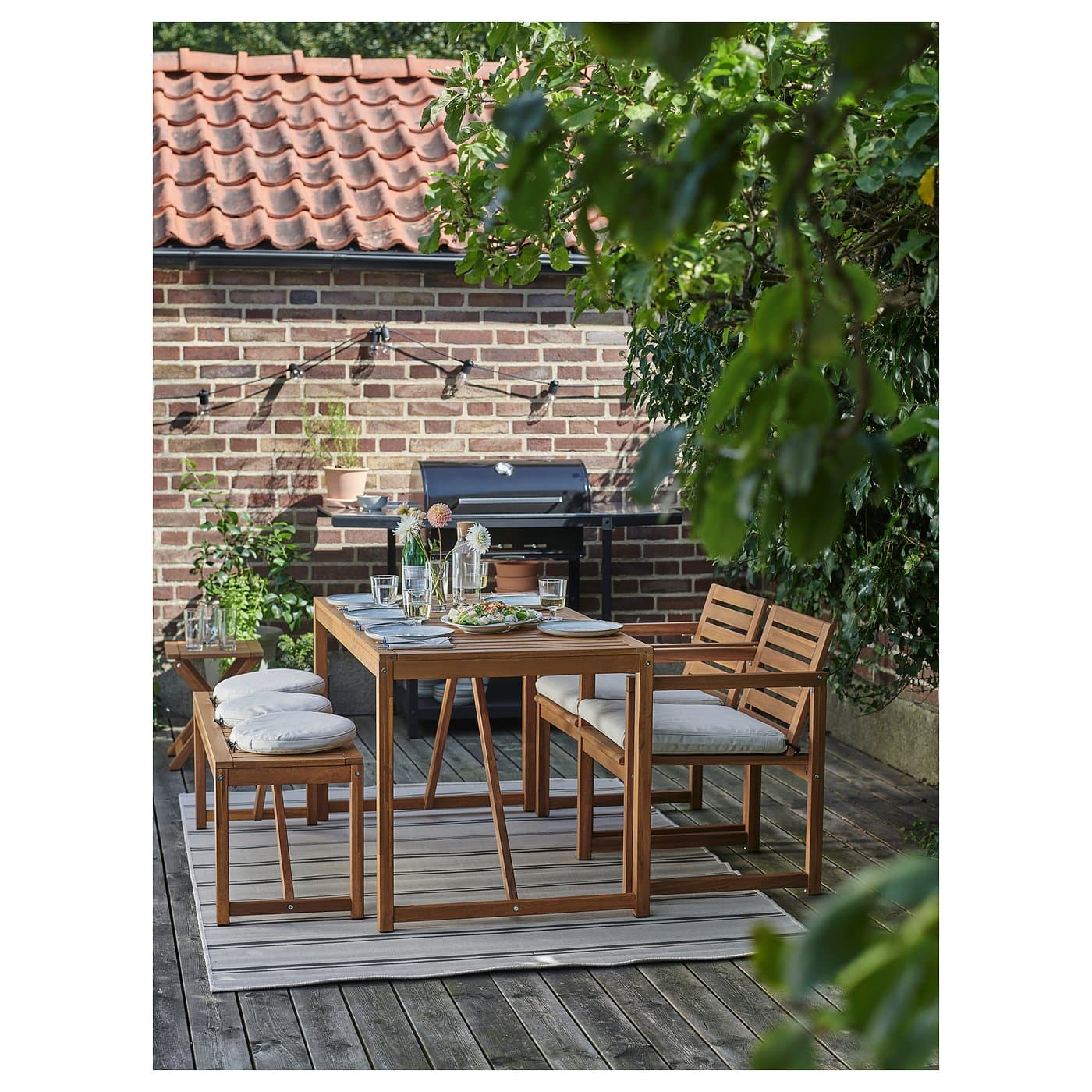 NÄMMARÖ Table, outdoor - light brown stained 140x75 cm — image 3