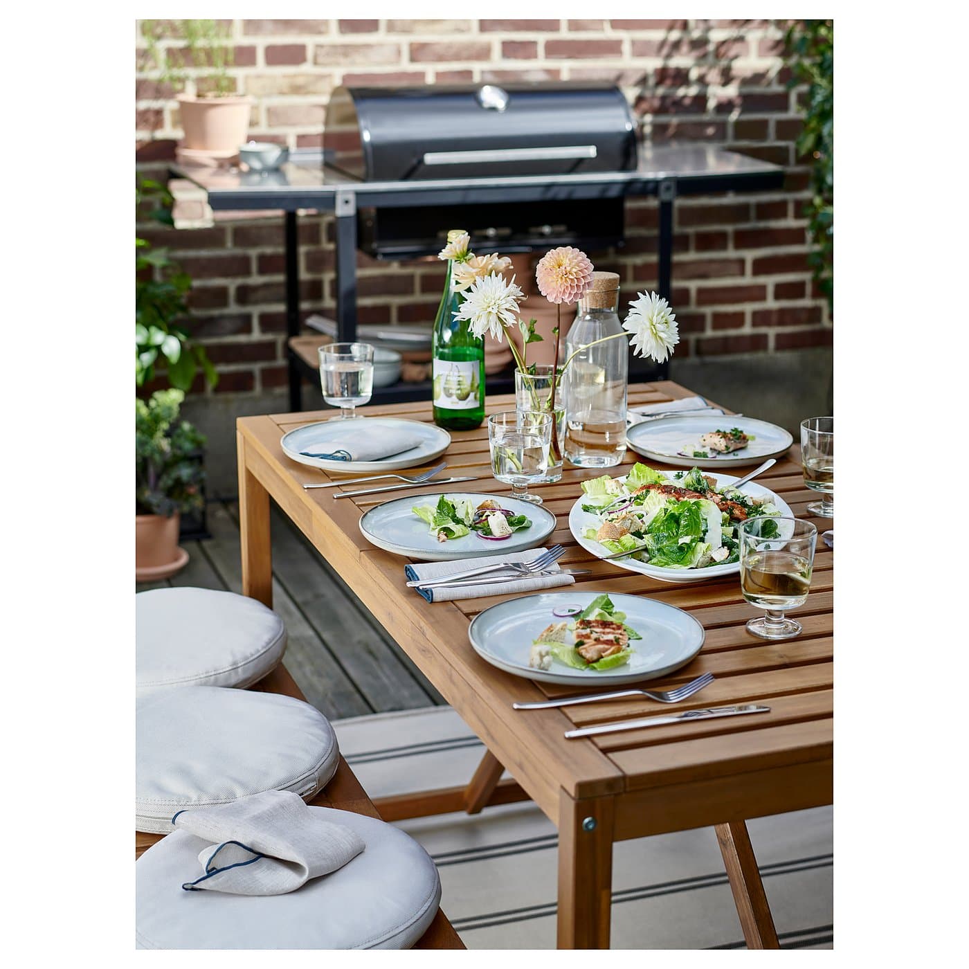 NÄMMARÖ Table, outdoor - light brown stained 140x75 cm — image 2