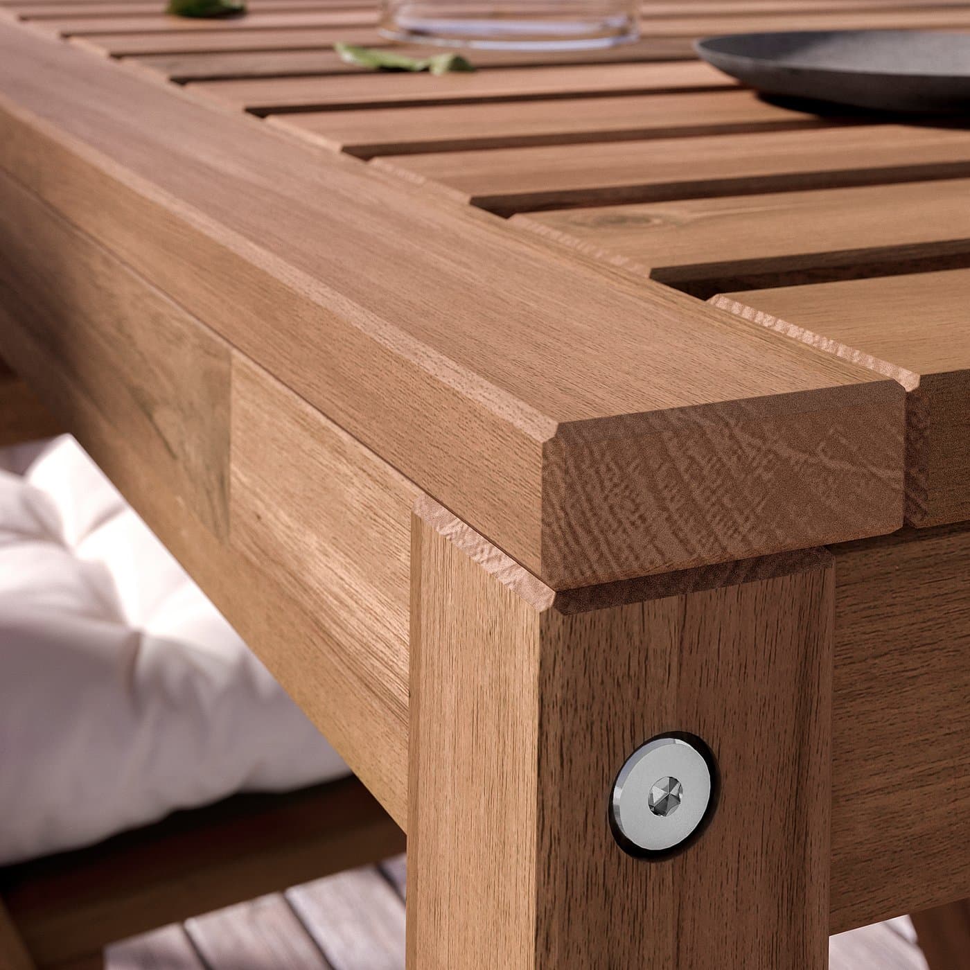 NÄMMARÖ Table, outdoor - light brown stained 140x75 cm — image 4
