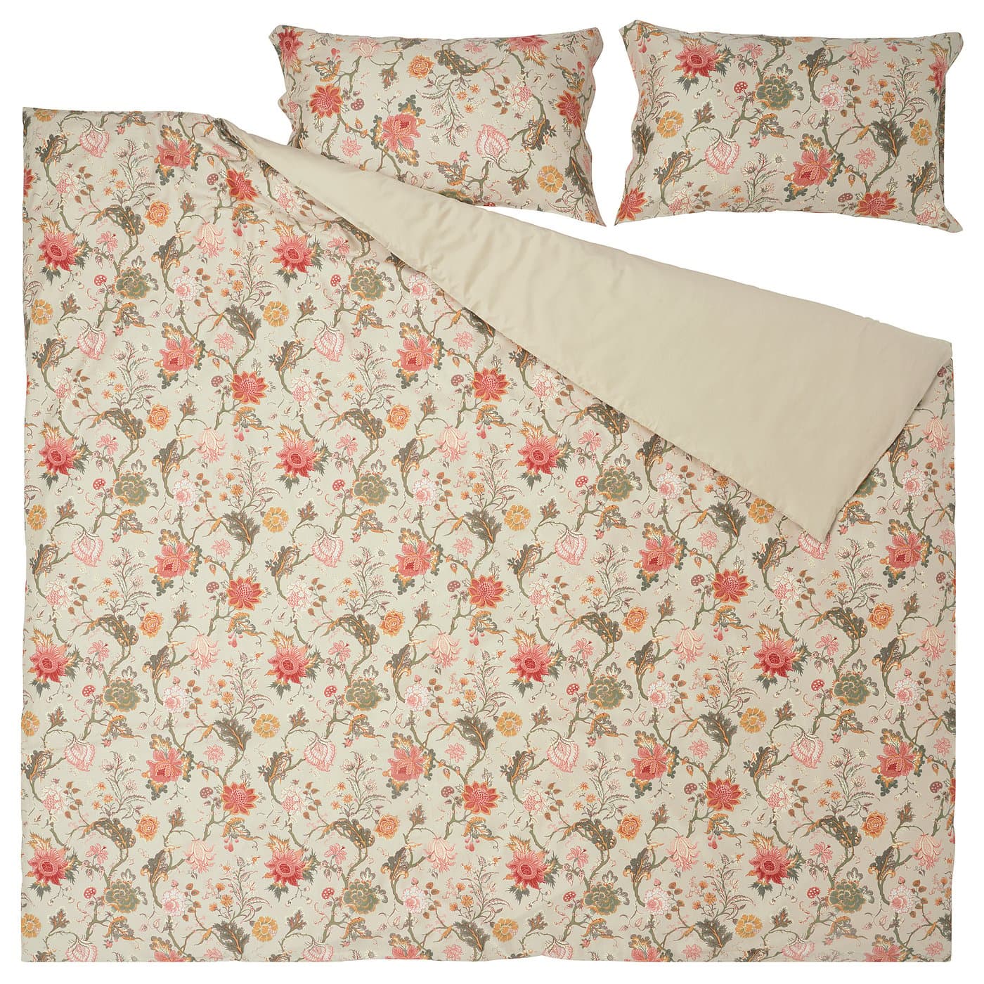 NÄSSELKLOCKA Duvet cover and 2 pillowcases - light grey-beige/multicolour 200x200/50x80 cm — image 5