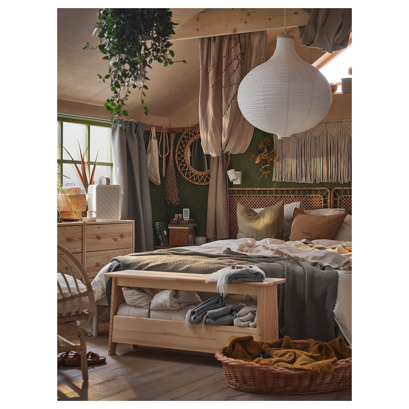 PERJOHAN Bench with storage - pine 100 cm — image 5