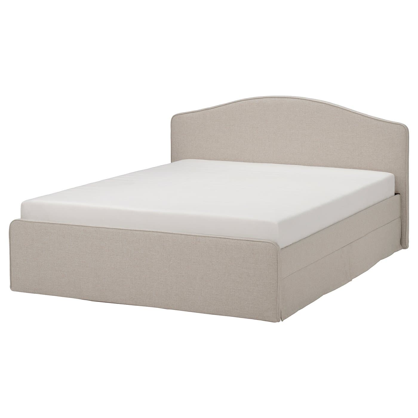 RAMNEFJÄLL Upholstered bed frame - Kilanda light beige/Luröy 150x200 cm — image 1