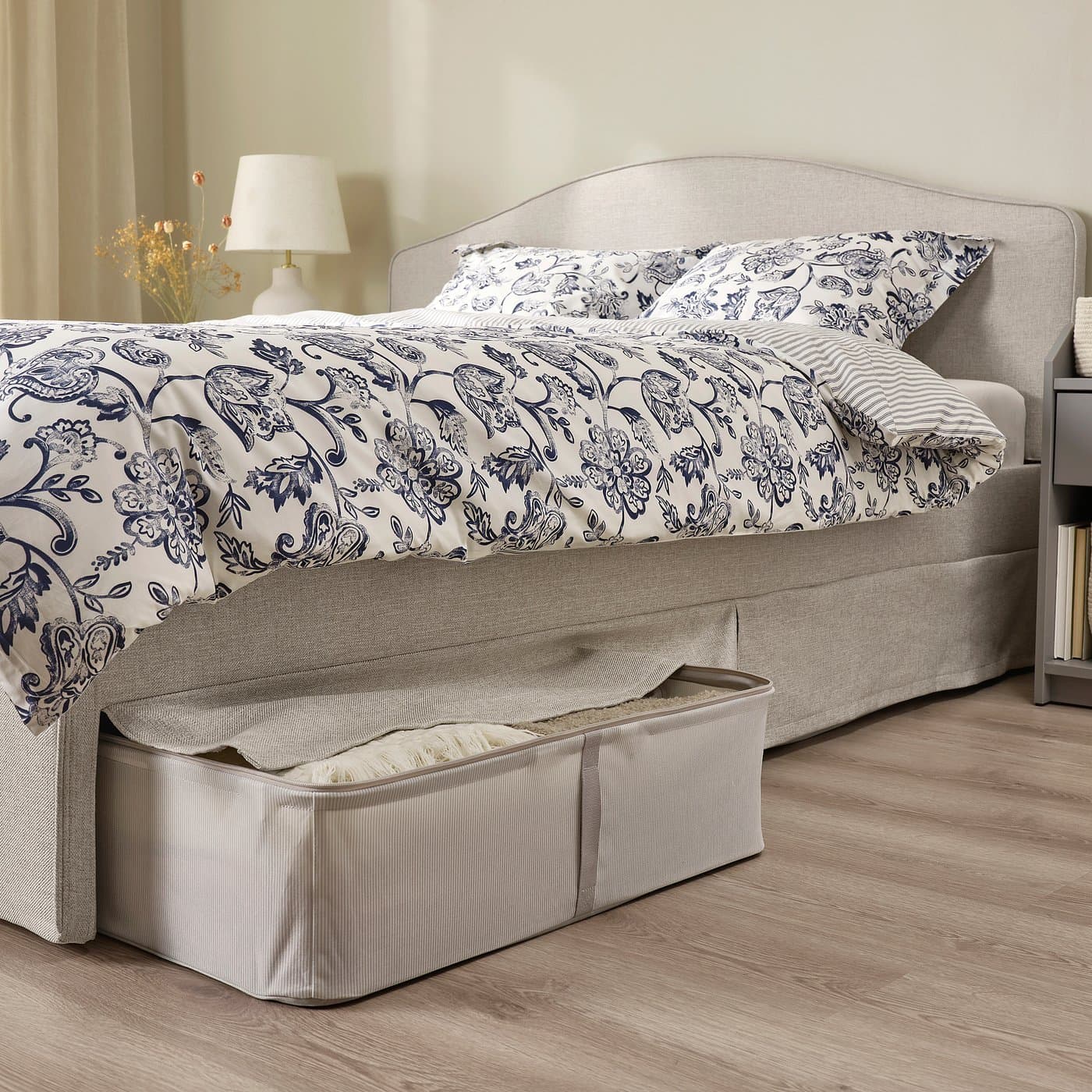 RAMNEFJÄLL Upholstered bed frame - Kilanda light beige/Luröy 150x200 cm — image 7