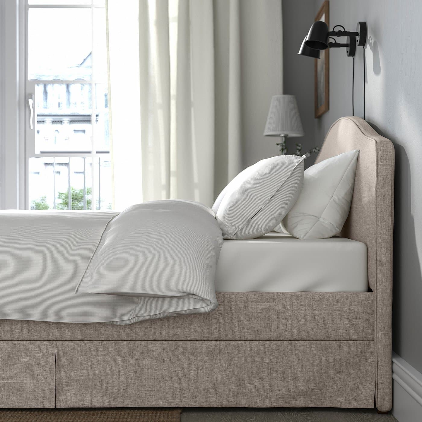 RAMNEFJÄLL Upholstered bed frame - Kilanda light beige/Luröy 150x200 cm — image 4