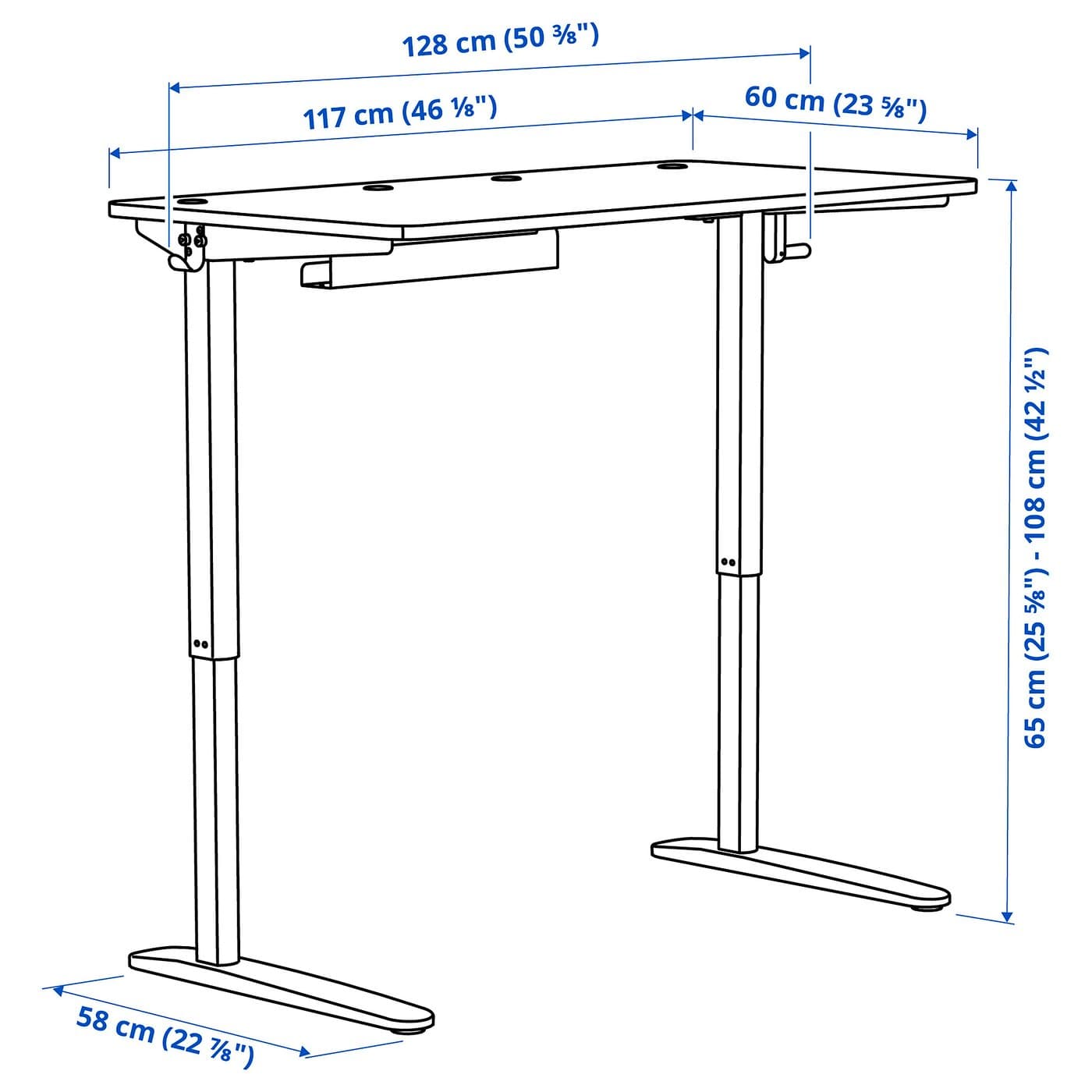 RELATERA Desk sit/stand - white 117x60 cm — image 3