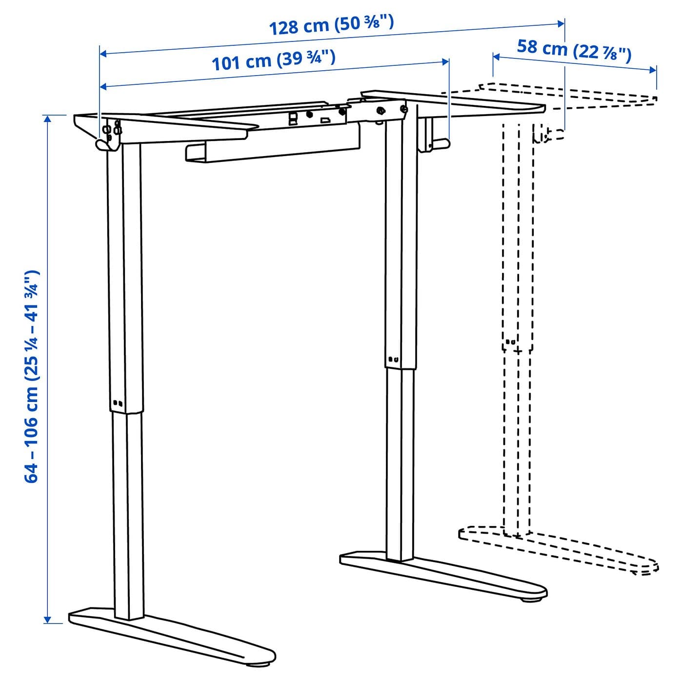RELATERA Underframe sit/stand f table top - white 90/117 cm — image 2