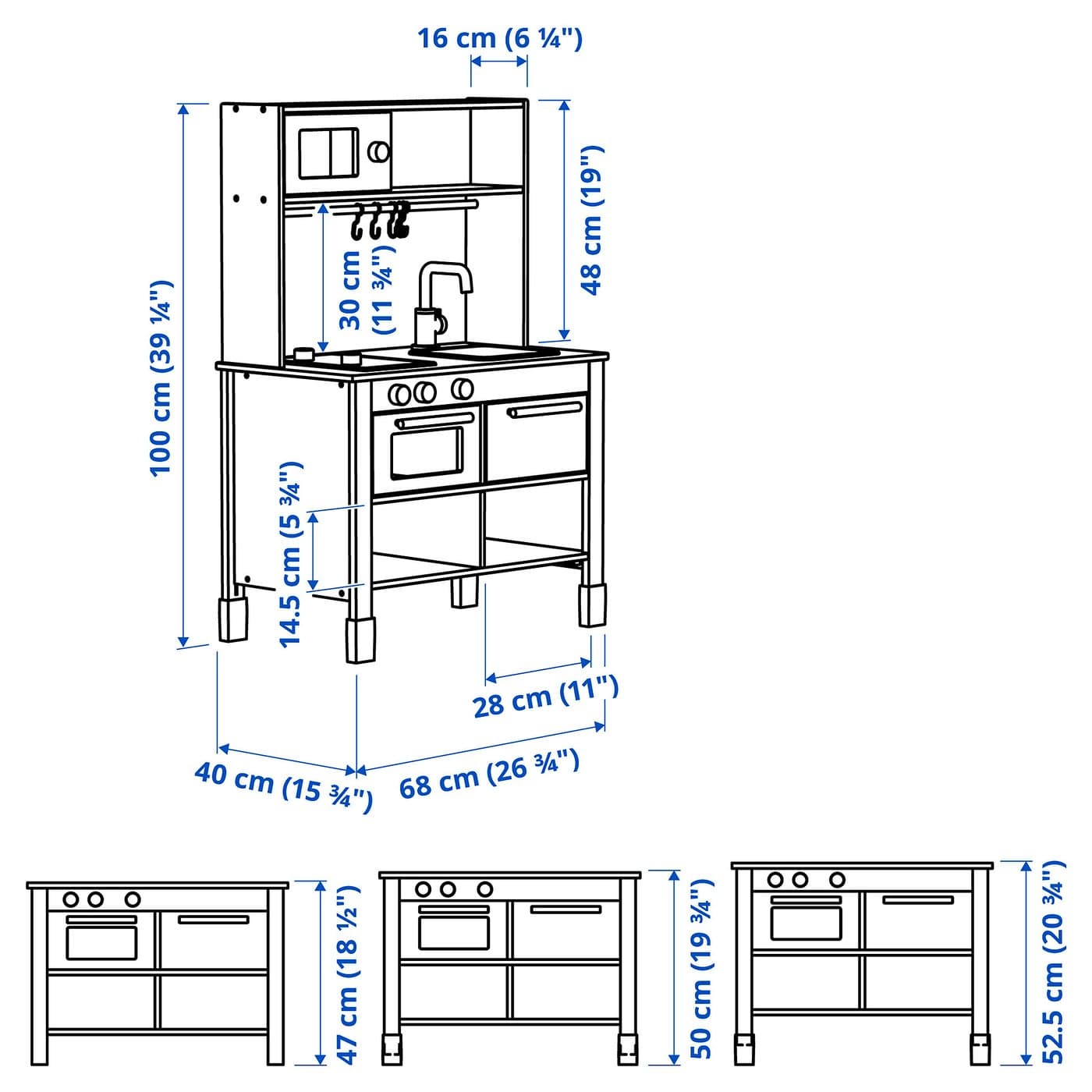 SILLTRUT Kitchen for children - grey 68x40x100 cm — image 5