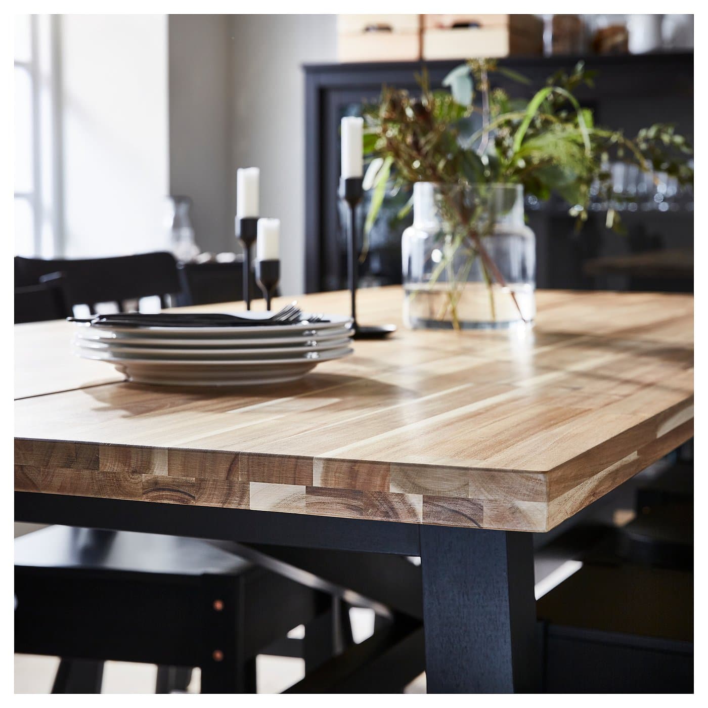 SKOGSTA Dining table - acacia/black 235x100 cm — image 8