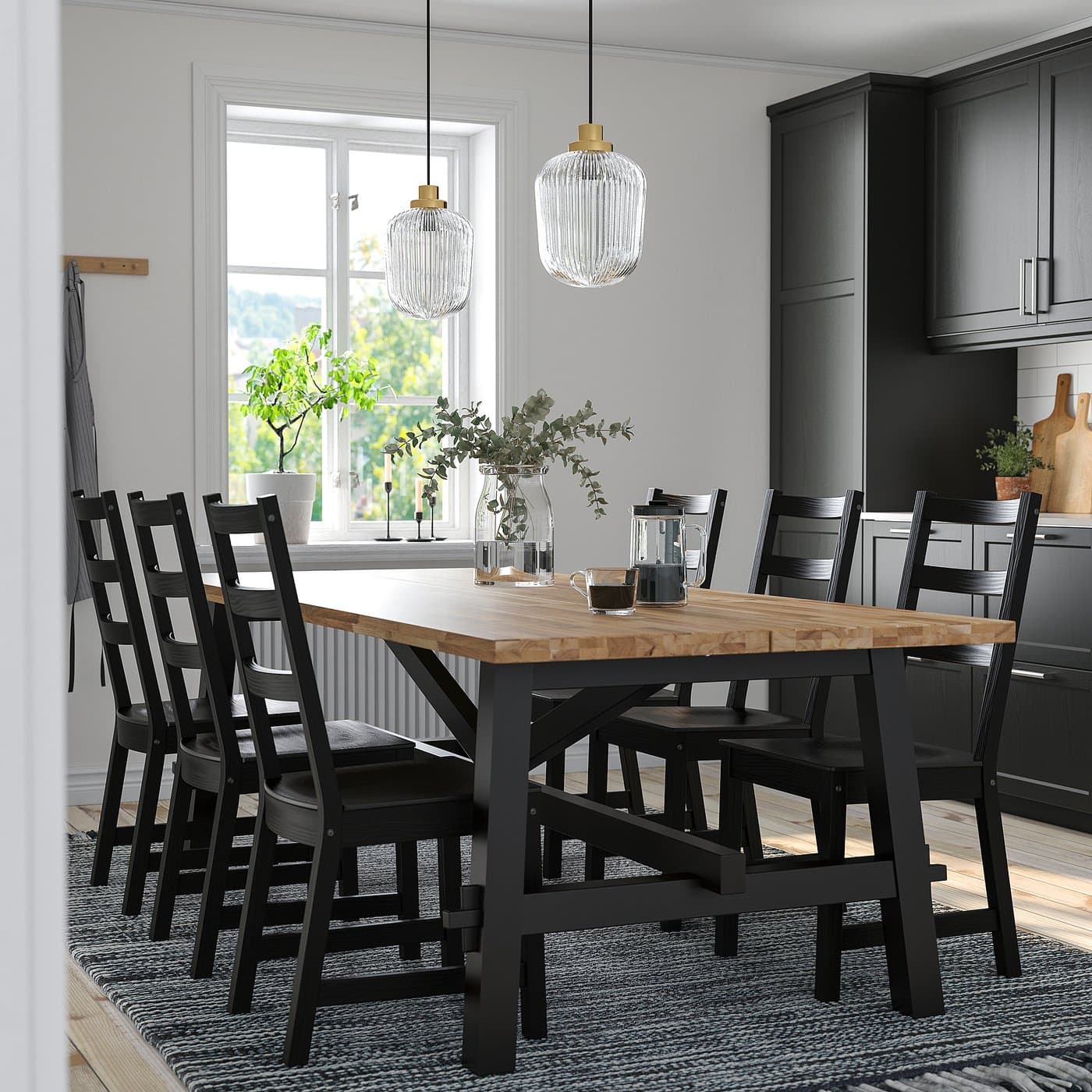 SKOGSTA Dining table - acacia/black 235x100 cm — image 6