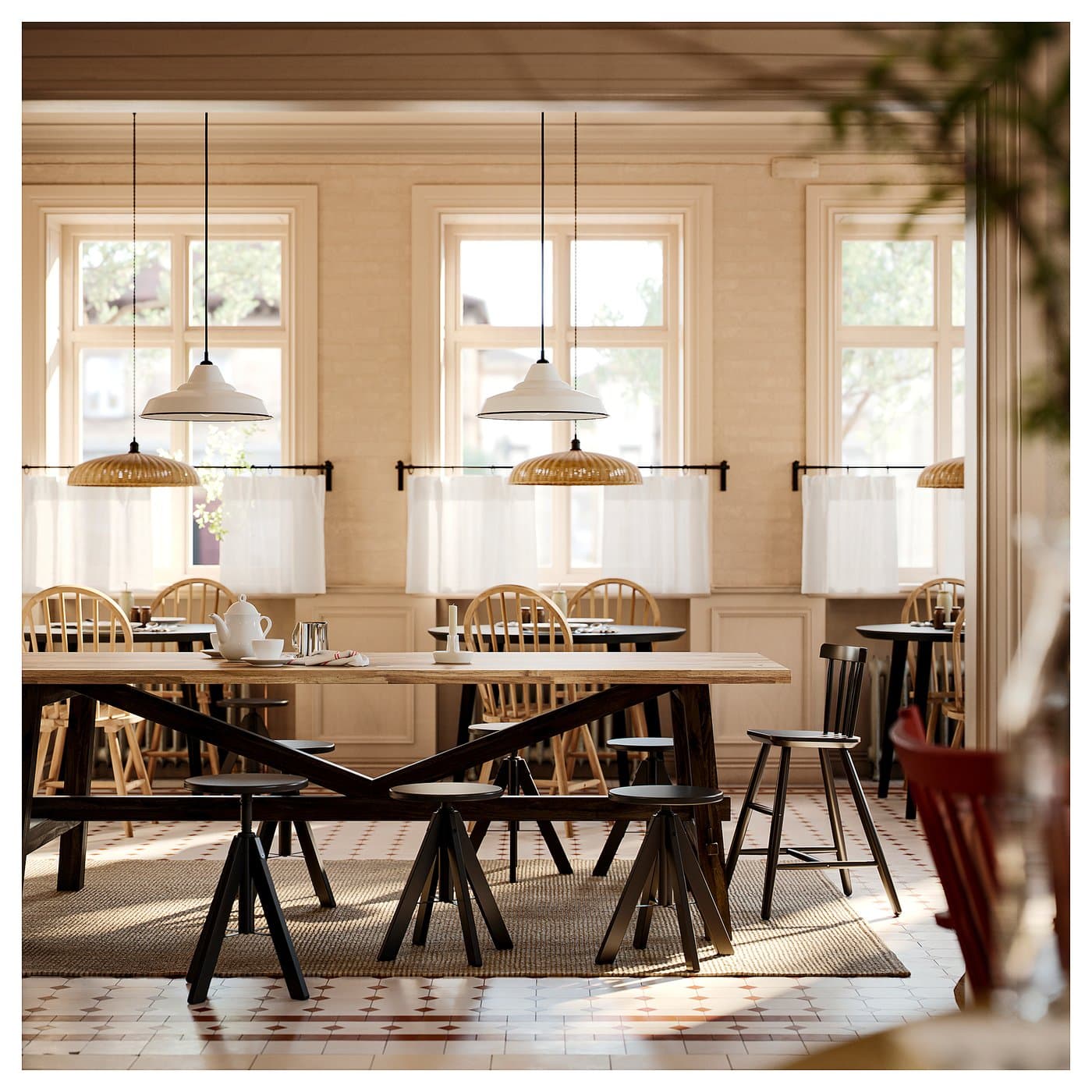 SKOGSTA Dining table - acacia/black 235x100 cm — image 7
