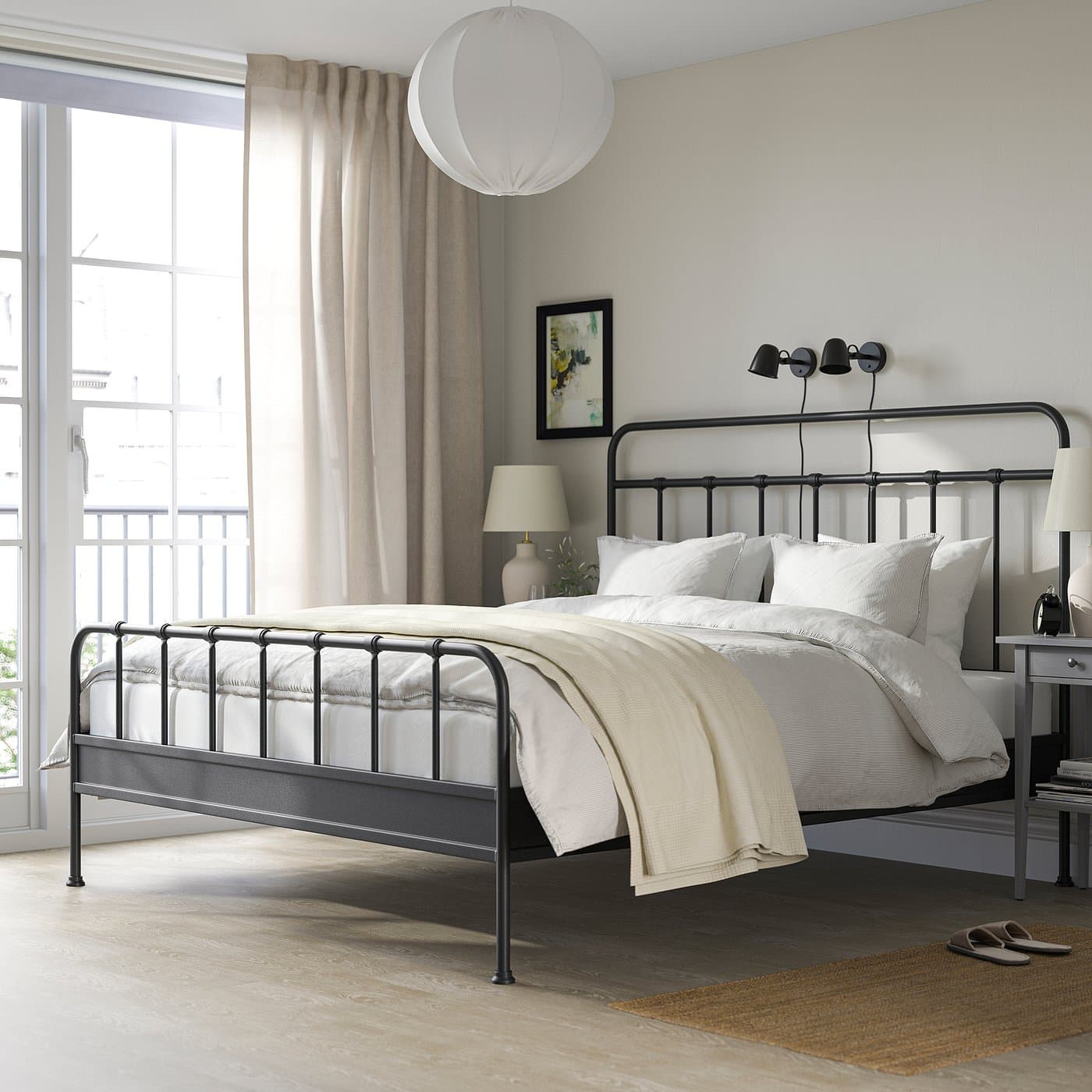 STJÄRNÖ Bed frame - anthracite/Luröy 180x200 cm — image 2