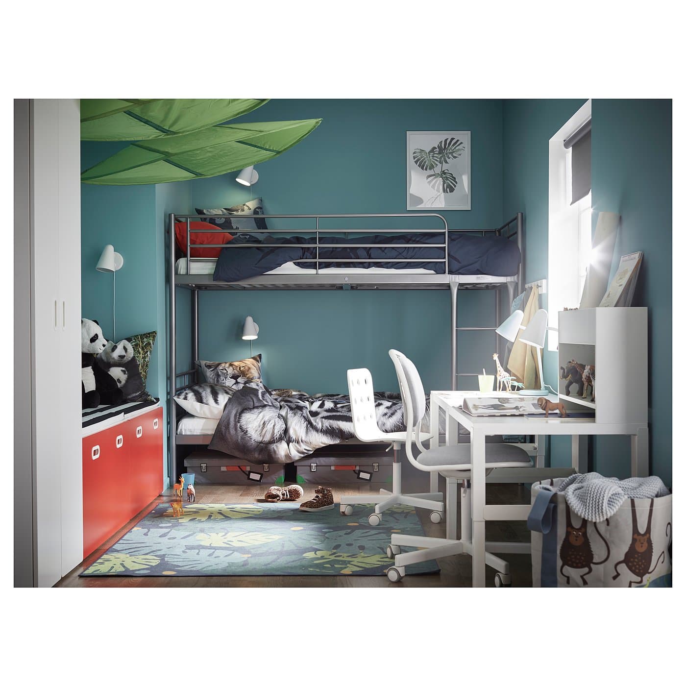 SVÄRTA Bunk bed frame - silver-colour 90x200 cm — image 2