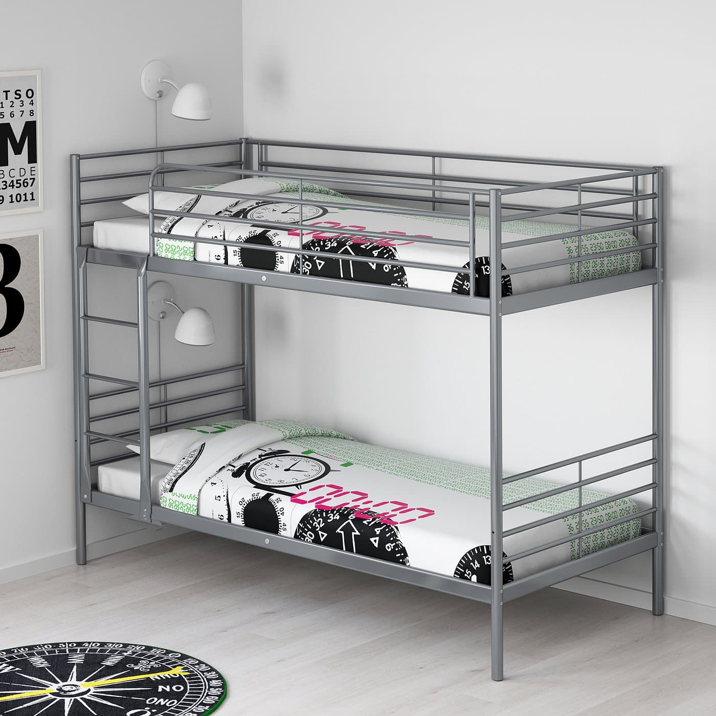SVÄRTA Bunk bed frame - silver-colour 90x200 cm — image 3