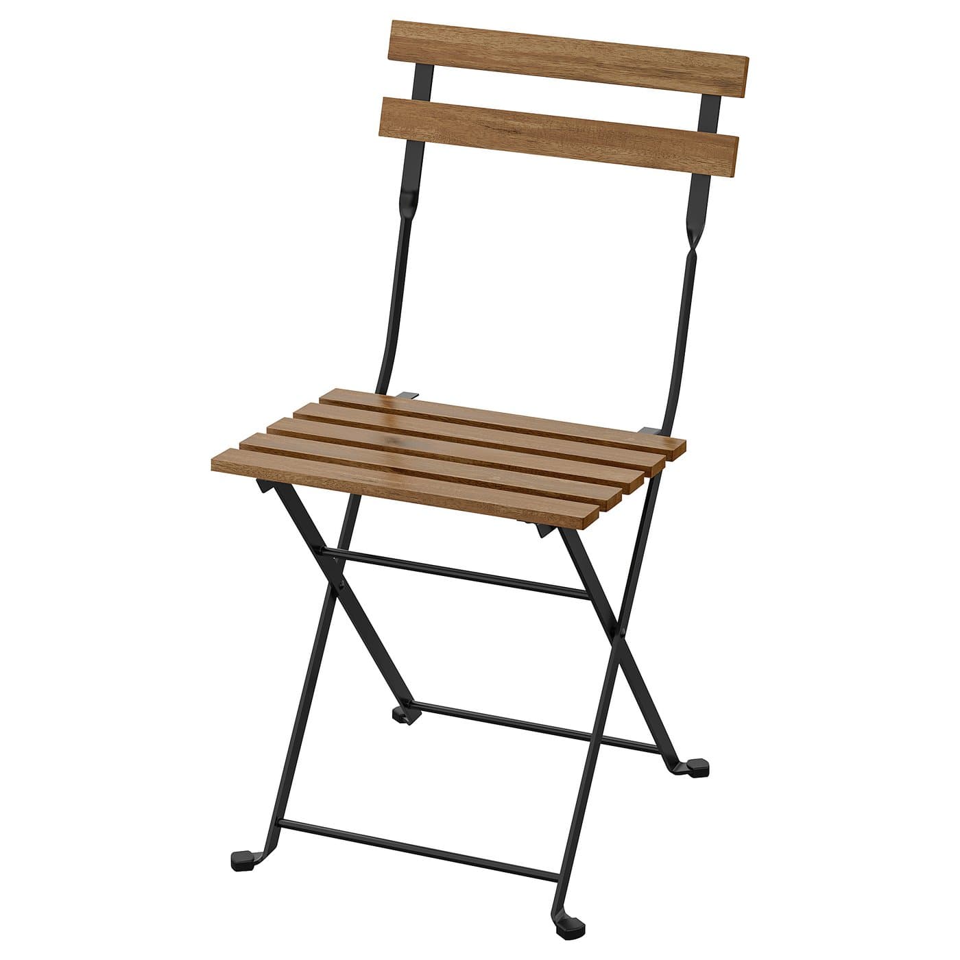 TÄRNÖ Chair, outdoor - foldable black/light brown stained — image 1
