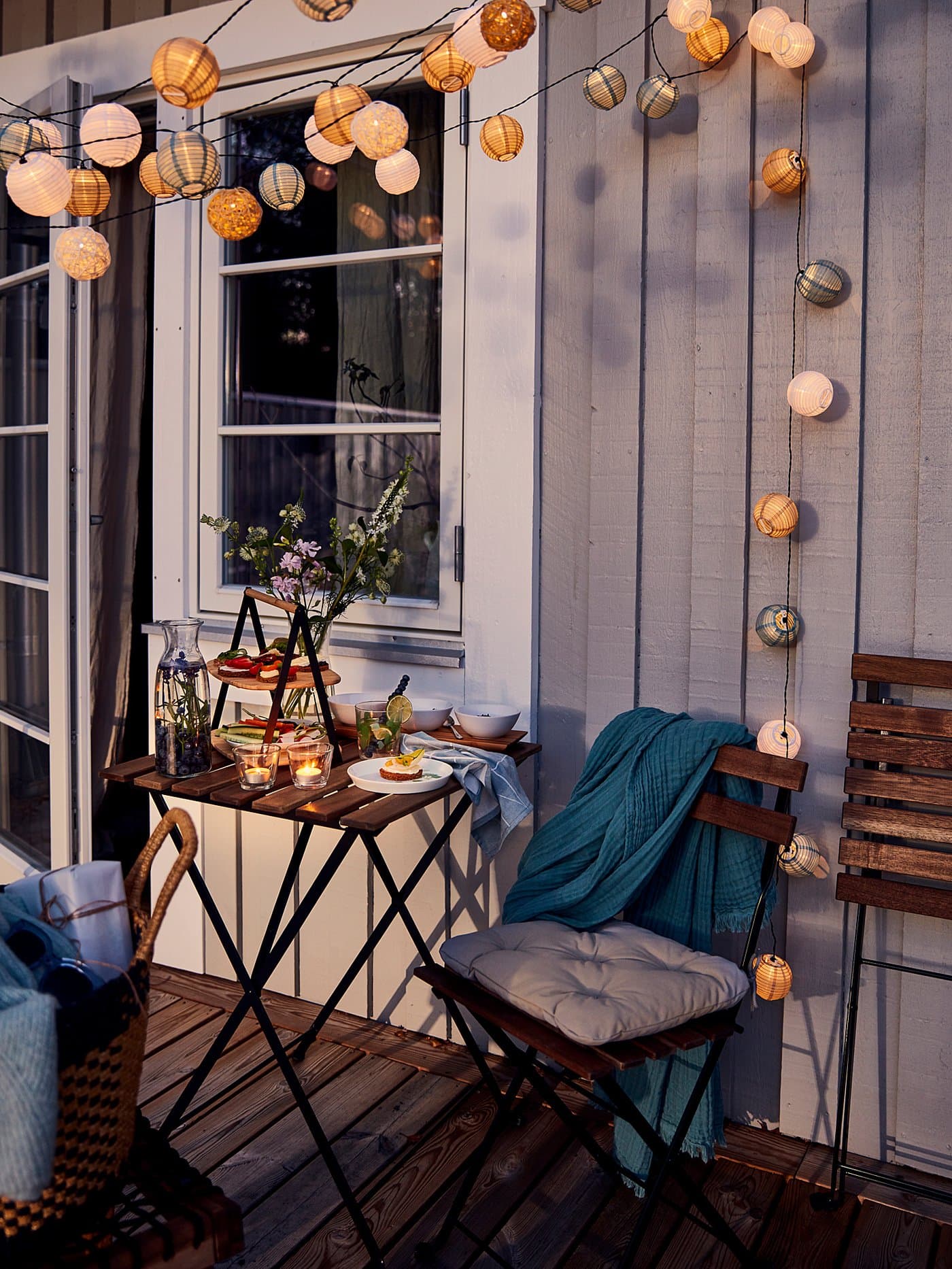 TÄRNÖ Chair, outdoor - foldable black/light brown stained — image 8