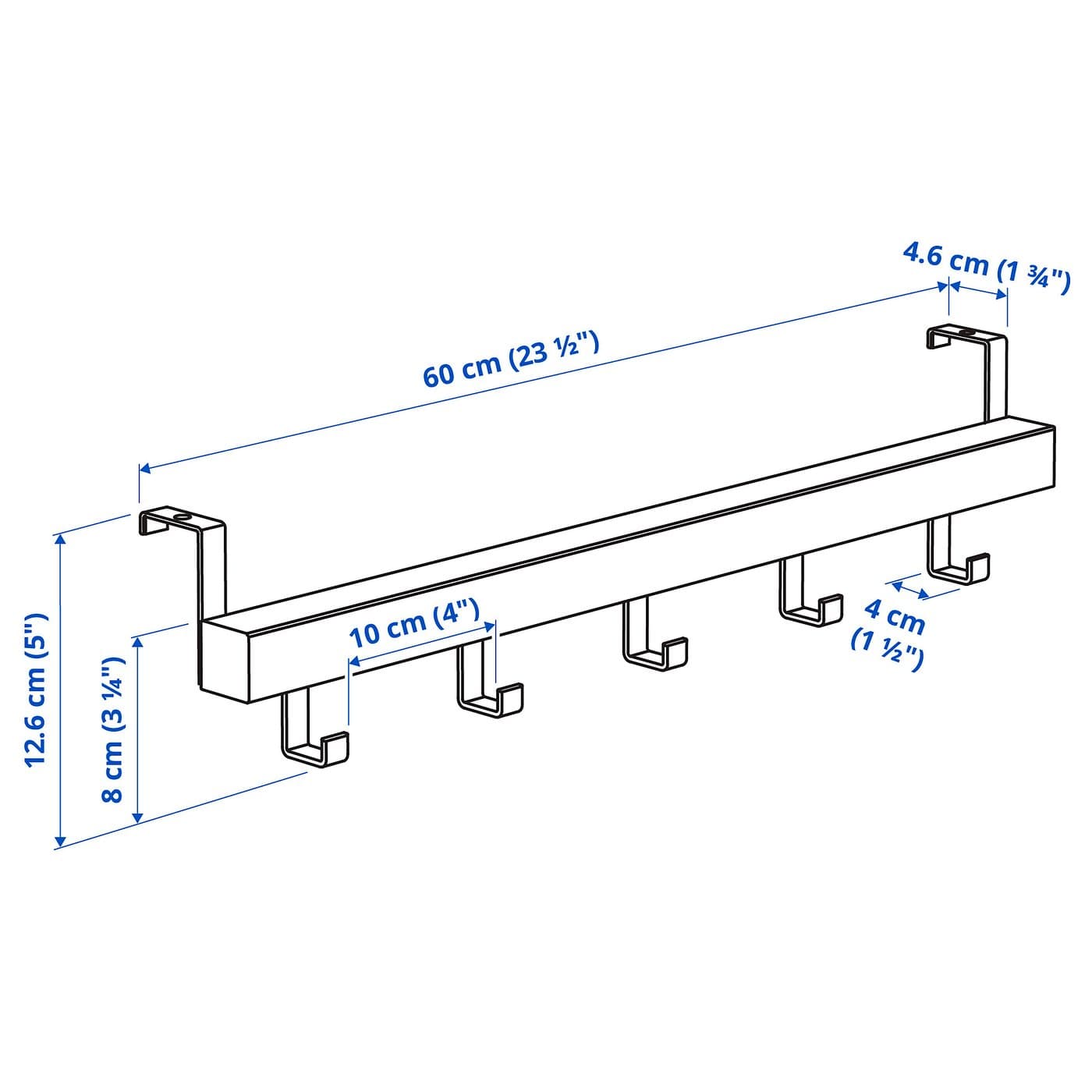 TJUSIG Hanger for door/wall - black 60 cm — image 5