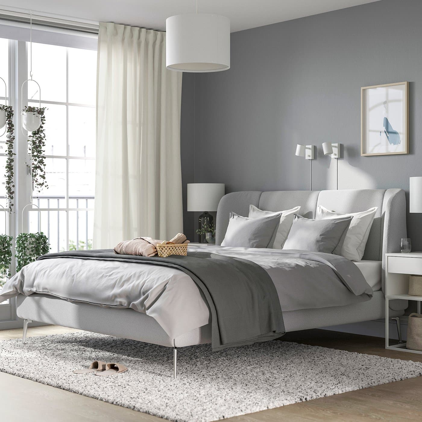TUFJORD Upholstered bed frame - Tallmyra white/black/Luröy 180x200 cm — image 2