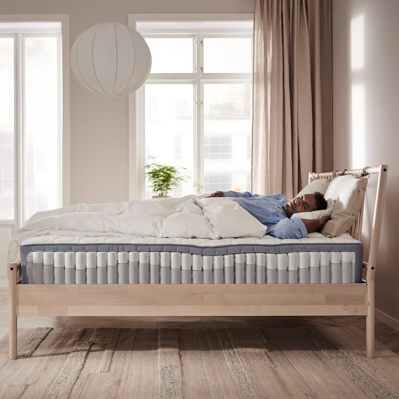 VÅGSTRANDA Pocket sprung mattress - extra firm/light blue 180x200 cm — image 7