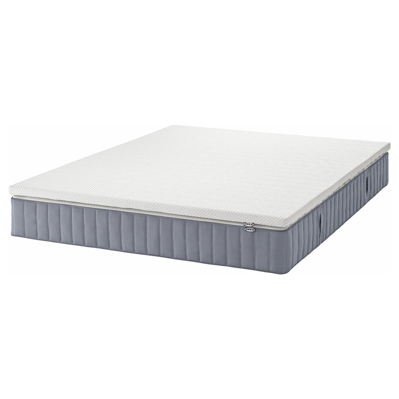 VALEVÅG Mattress and mattress pad - extra firm light blue/Nordberget white 150x200 cm — image 1