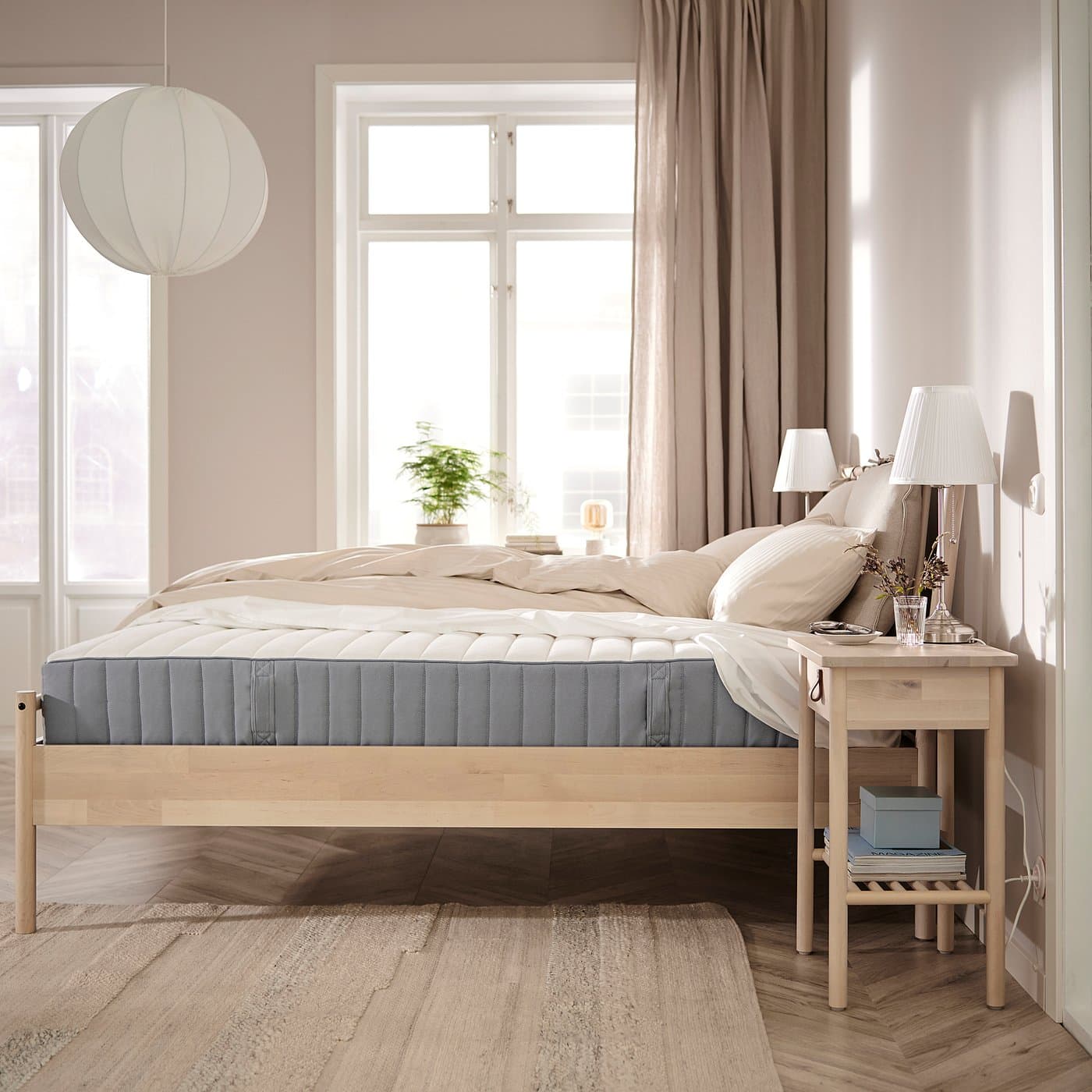 VALEVÅG Pocket sprung mattress - extra firm/light blue 150x200 cm — image 2