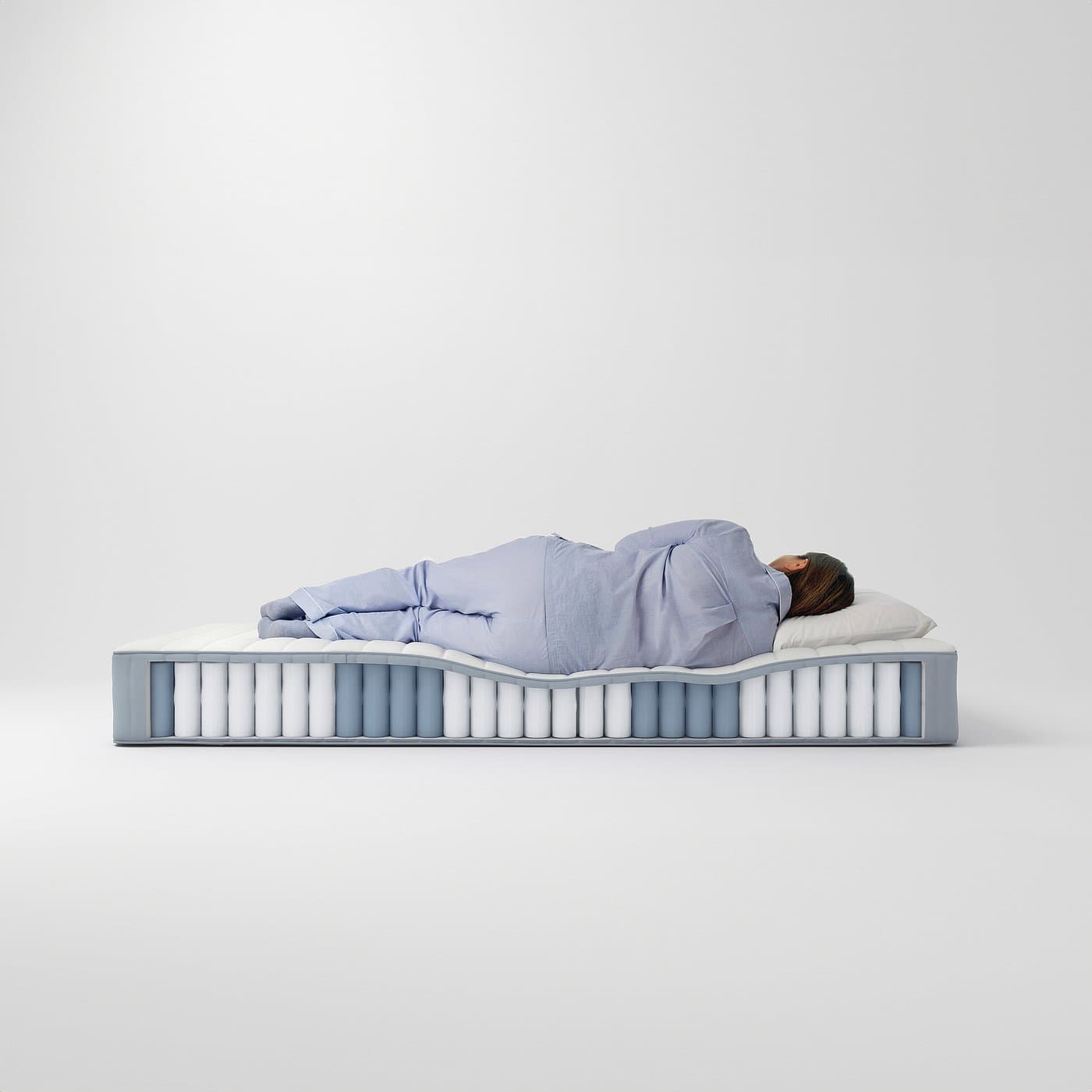 VALEVÅG Pocket sprung mattress - extra firm/light blue 150x200 cm — image 6